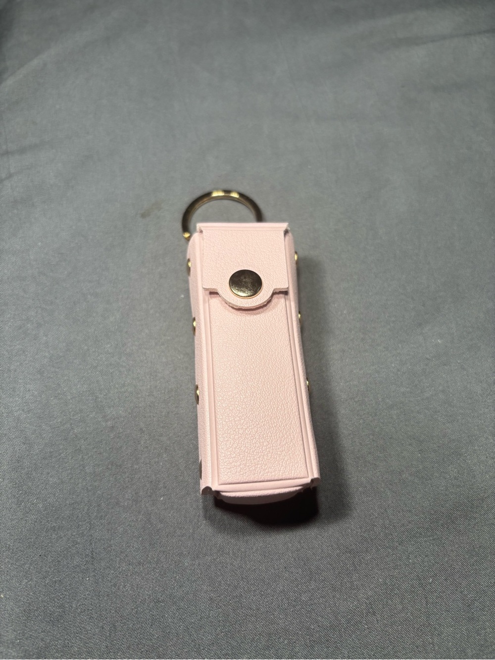 New Pink Leather Keychain Lip Stick Holder with Gold Hardware Purse Bag Charm